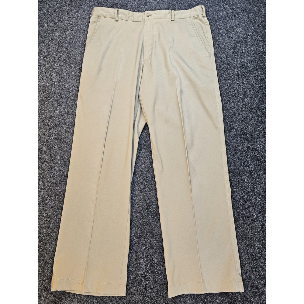 Nike Golf Dri-Fit Pants Mens 36x32 Khaki‎ Stretch Performance Flat Front Casual